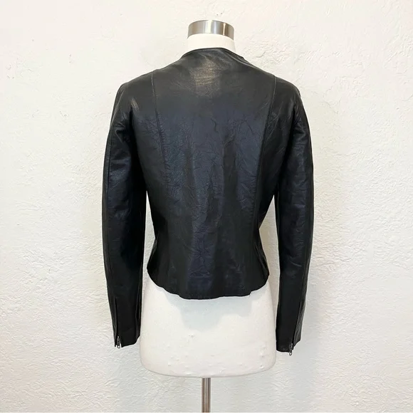 Vintage Gap Small Moto Jacket 100% Genuine Leather Black S Y2K - Picture 5 of 14